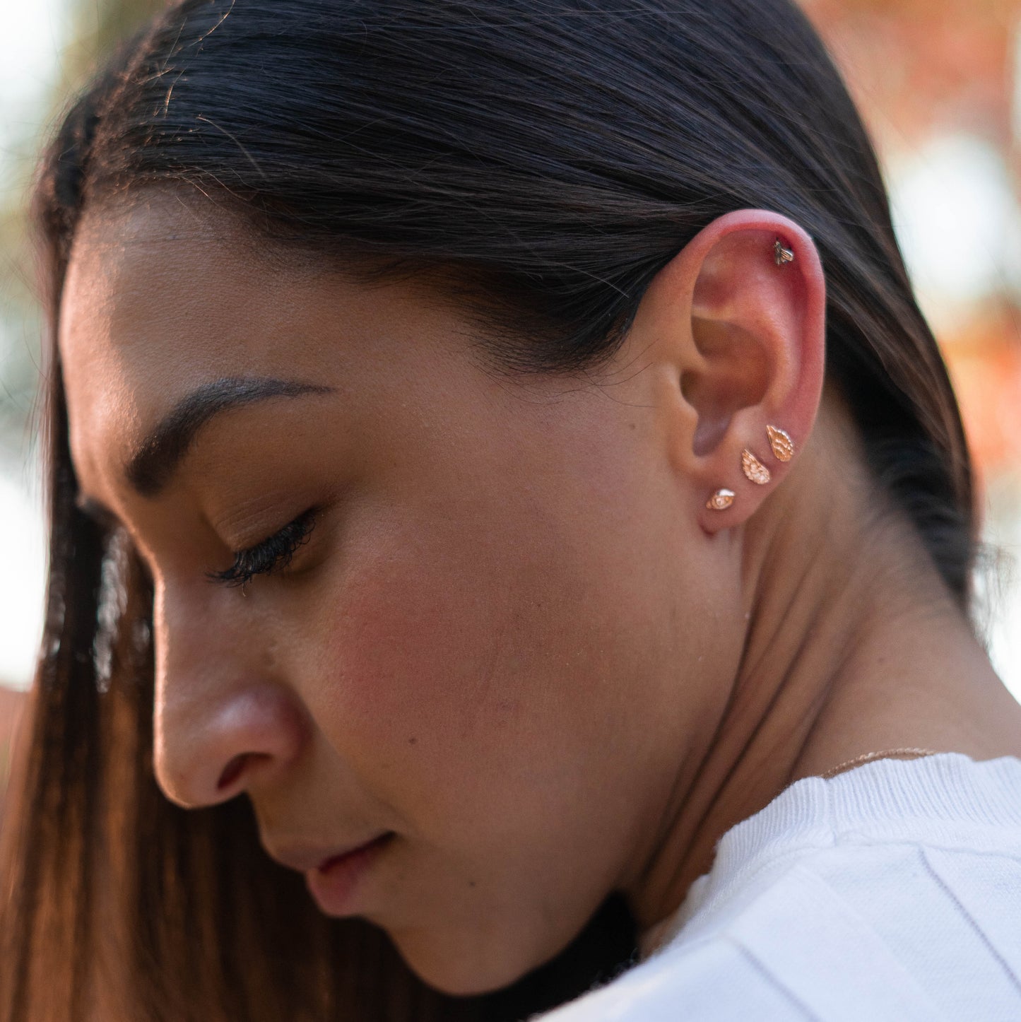 Arete ala derecha baño de oro rosa