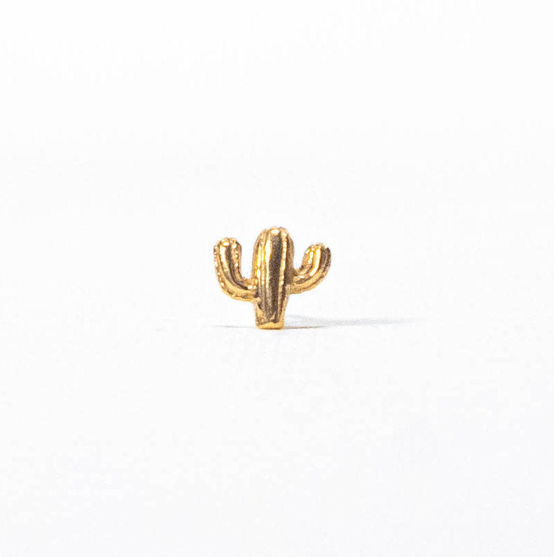 Arete cactus oro amarillo 14 K