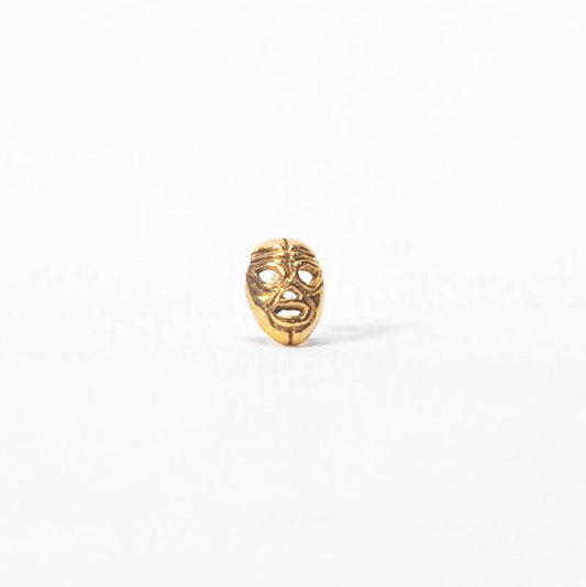 Arete mascara de luchador oro amarillo 14 K