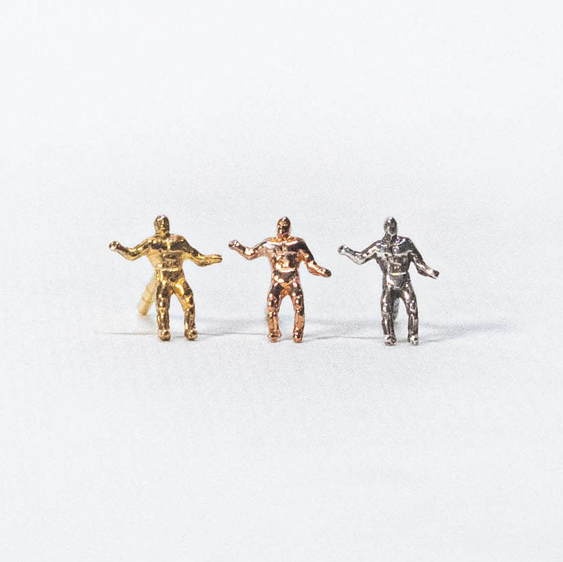 Arete luchador oro amarillo 14 K